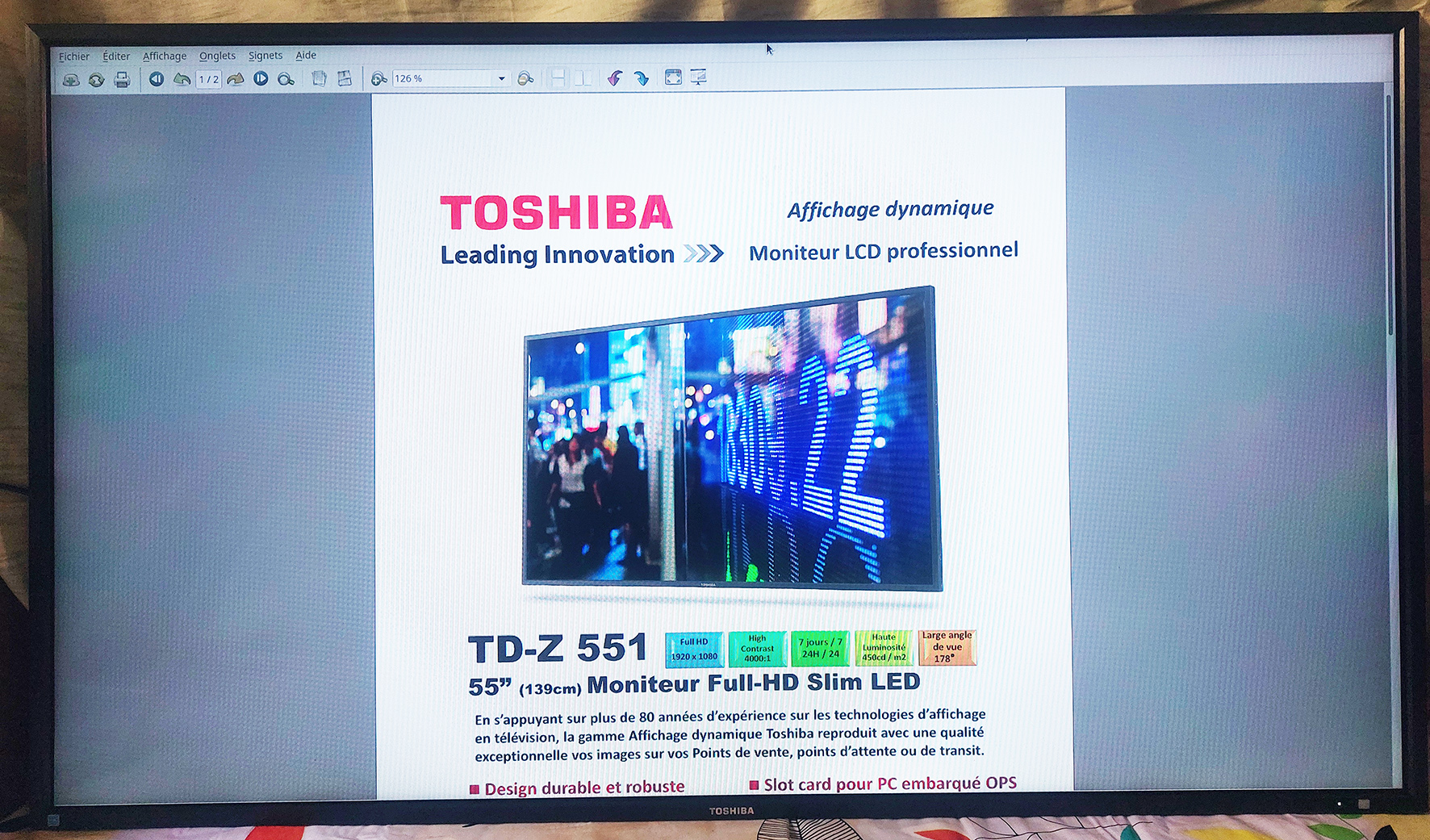 Moniteur Toshiba TD-Z551